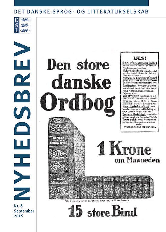 Nyhedsbrev nr. 8,  september 2018: 100 år med Ordbog over det danske Sprog